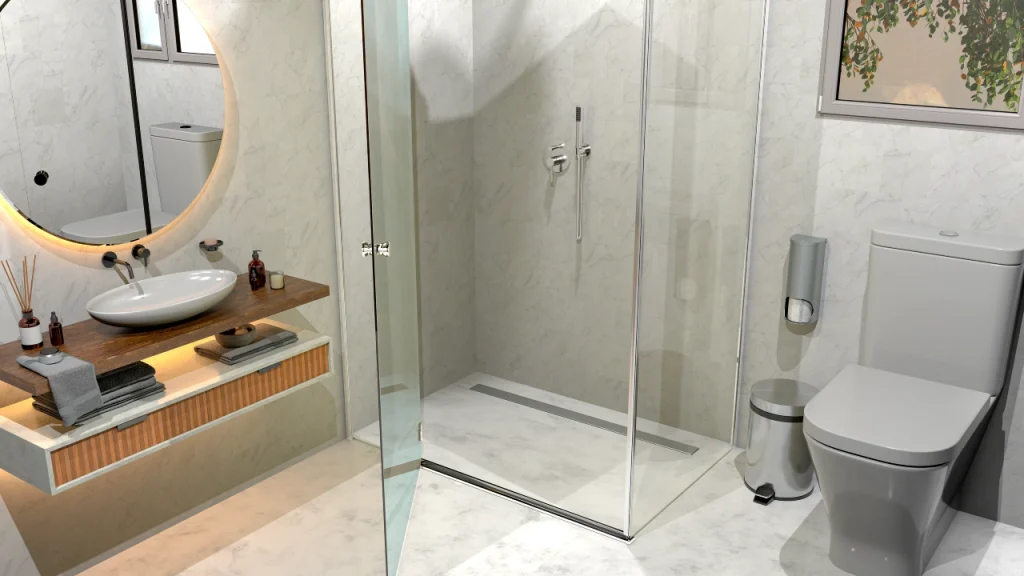 Ralo Linear Residencial Acoplado à Caixa Sifonada Tampa Inox Escovada